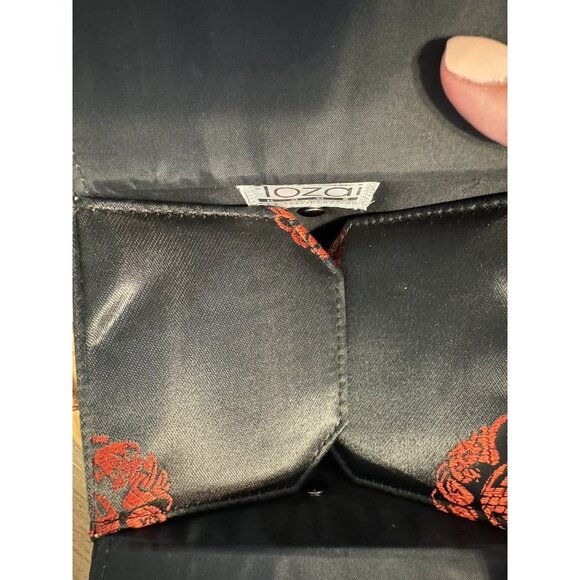 Vintage Tozai Chinese Takeout Box Purse Black & Red Satin-Bamboo Top Handle - Picture 11 of 12